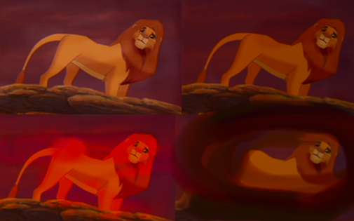 Simba in four styles of effects - signature