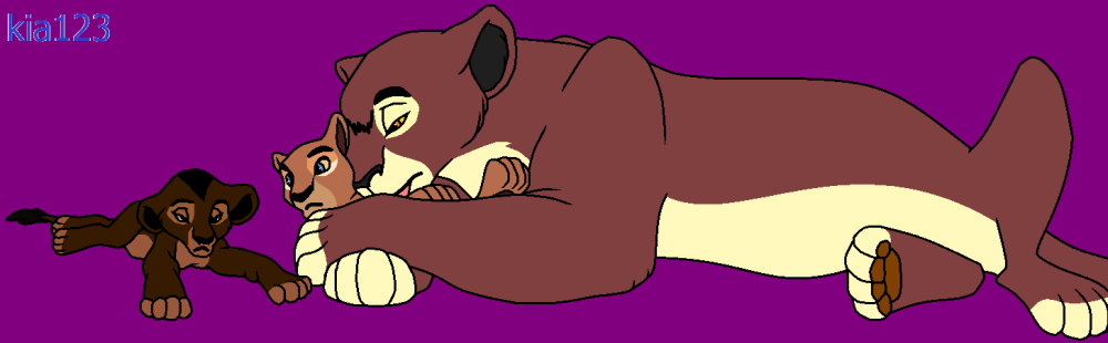 Two cubs and a lioness