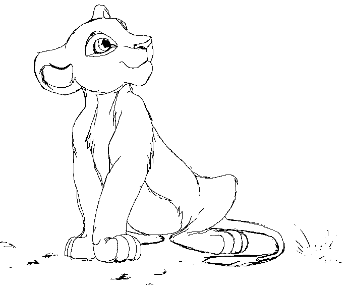 Female Lion Cub Lineart
