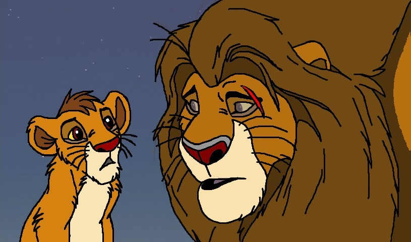 Mufasa as a cub, with his father