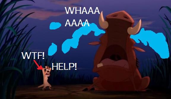 Timon:Help! pumbaa: whaaa