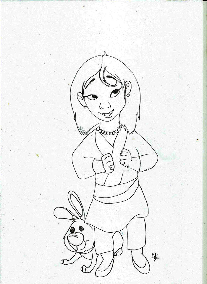 Mulan enfant et petit frère