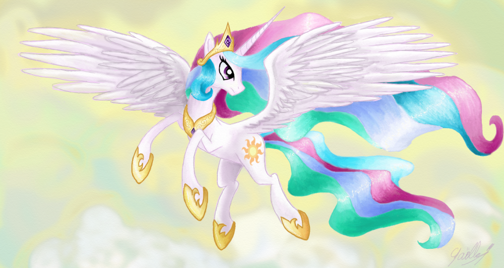 Princess Celestia: fight in the clouds