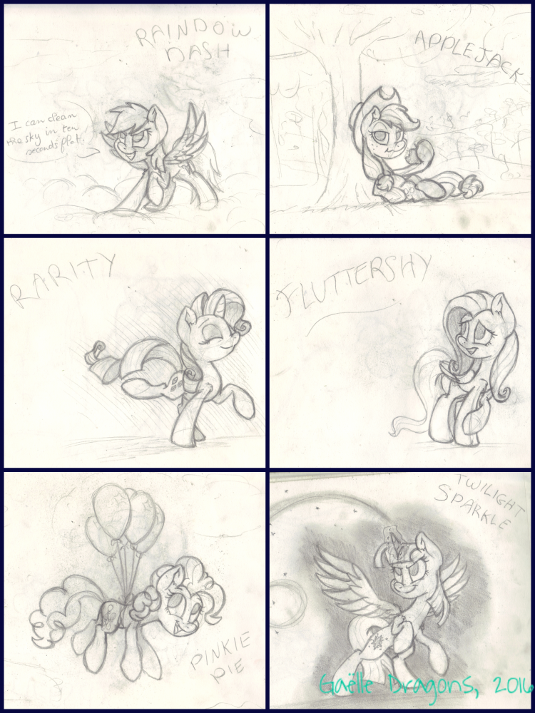 Croquis randoms de poneys mignons