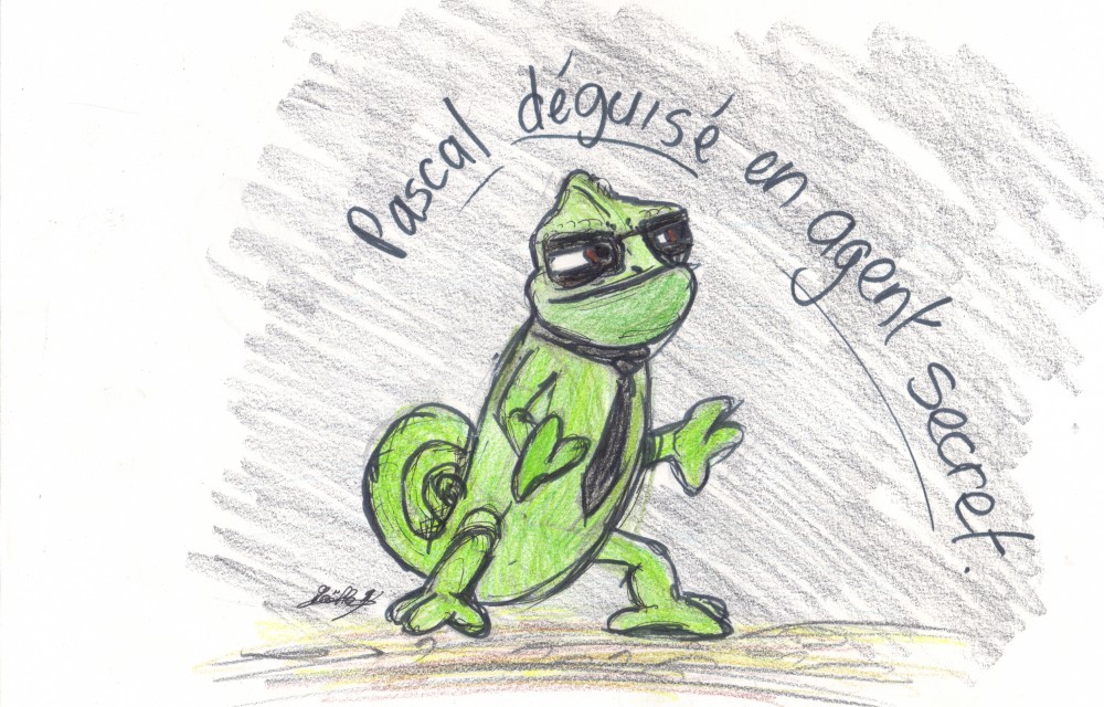Pascal déguisé en agent secret