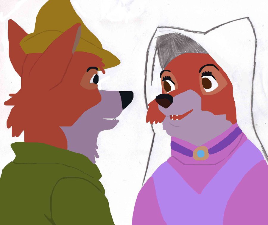 Maid Marion and Robin Hood doodle colored