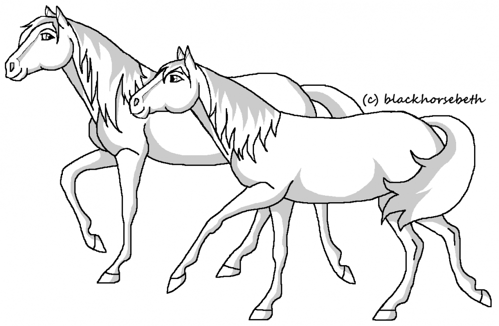 2 Horses lineart