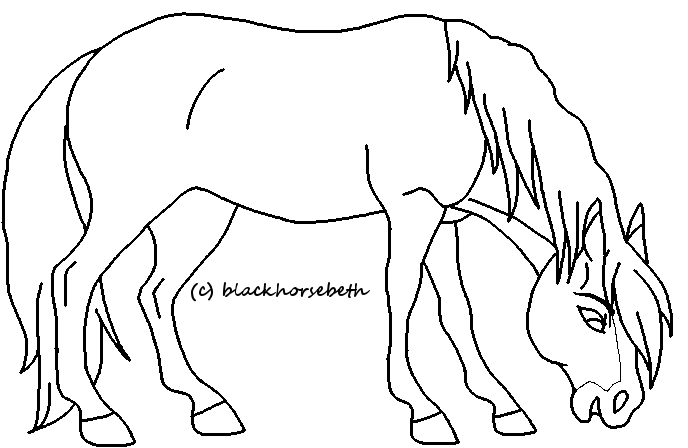 Grazing Pony Lineart