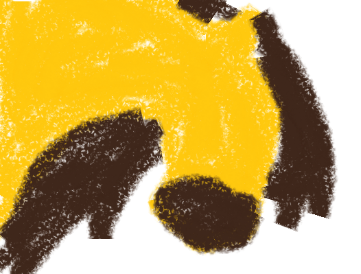 Spirit drawn with crayon style on paint.