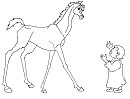 Filly and indian child lineart