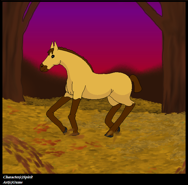 Realistic Spirit foal in autumn