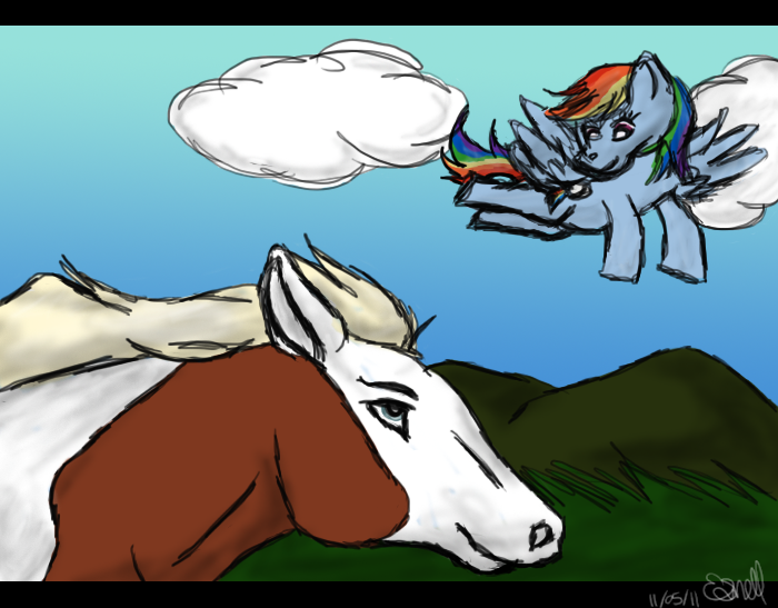 Rain and Rainbow Dash