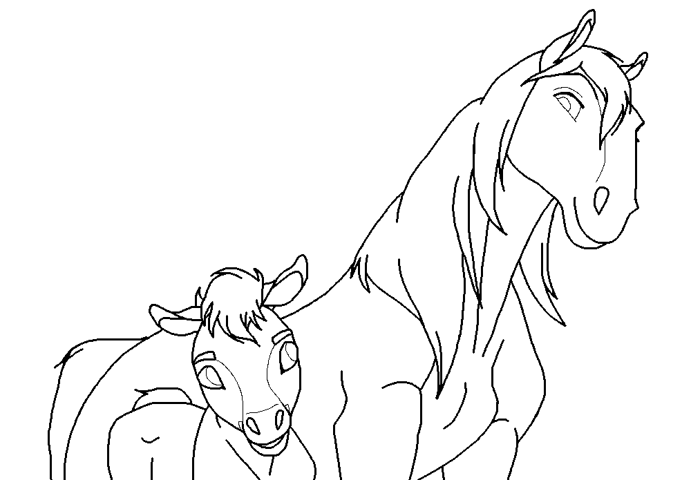 Mare and Foal blank lineart
