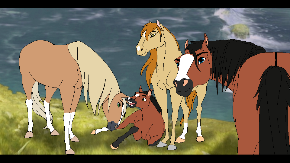 Proud parents are showing their foal to Solar