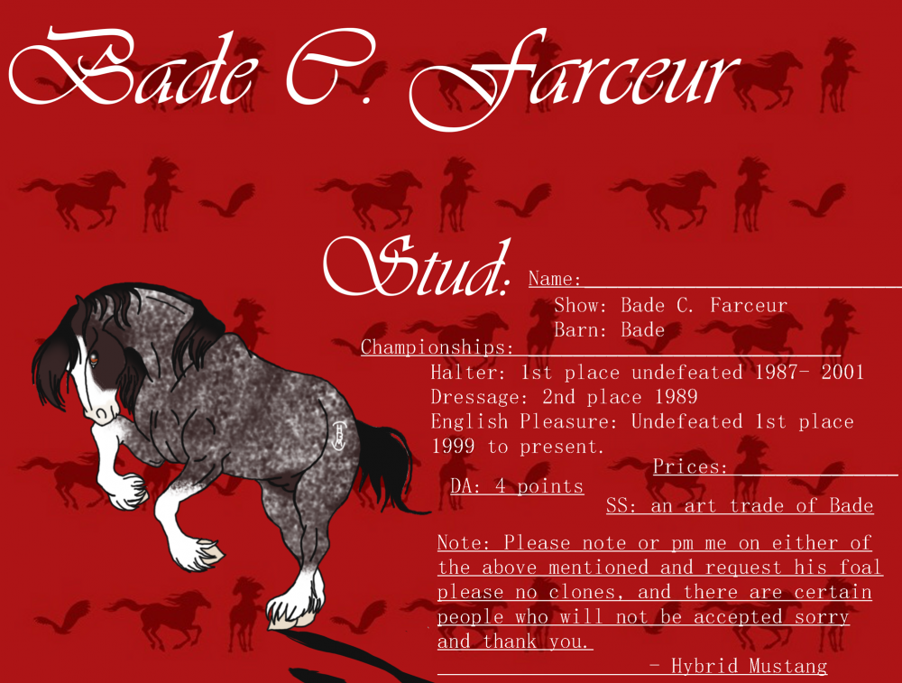 Bade C. Farceur up for stud