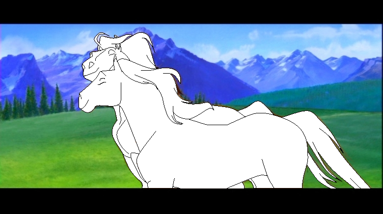 Spirit and Rain hug lineart
