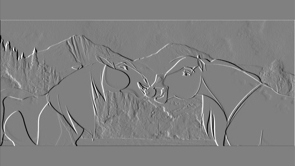 Spirit  and rain carved in a cave wall