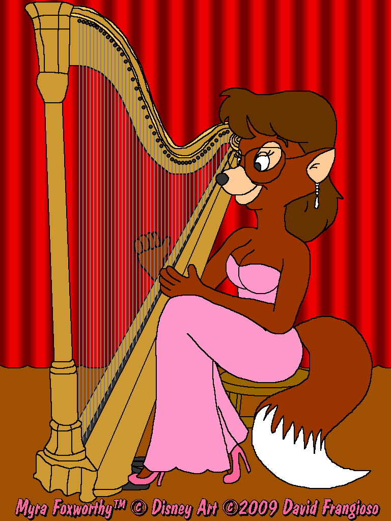Myra Playing a Harp