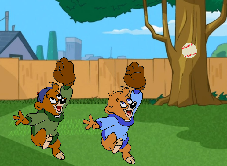 Kit and Chris Playing Baseball