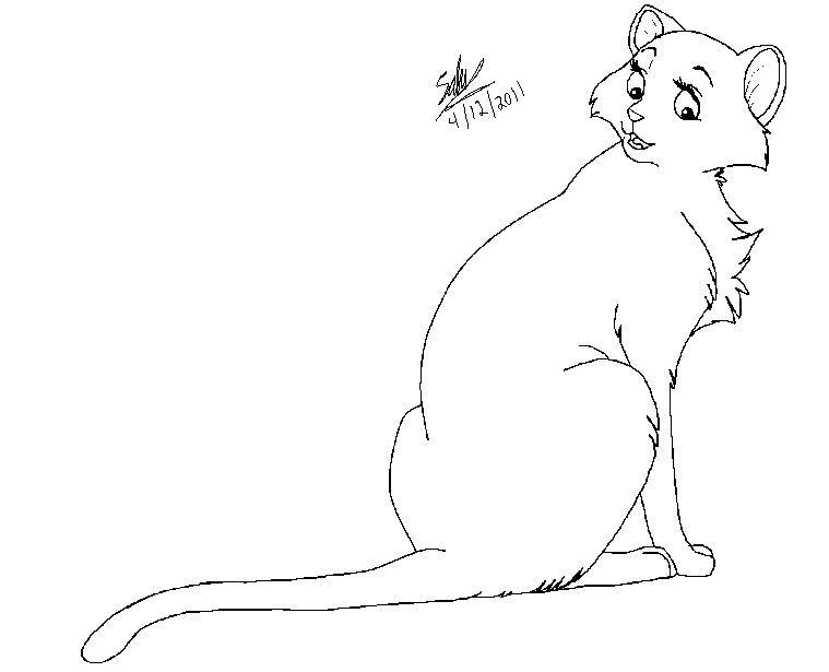Female Feline Lineart (friends only)