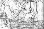 Les crayonnés de décors de Brisby et le secret de NIMH