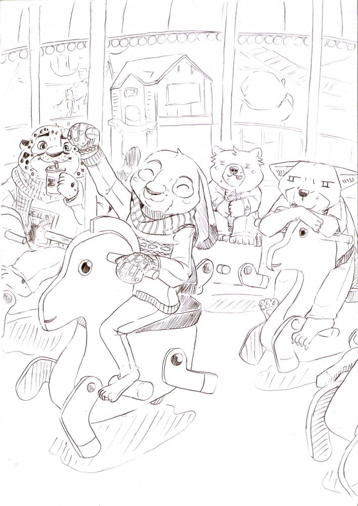 Amusement park Drawings : Merry go round